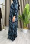 Pi̇raye Elbi̇se Viscose Fabric Women's Petrol Blue Open-Front Buttoned Dress - 5