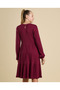 Ribbed Tired Dress with Crew Neck and Long Sleeves - 5