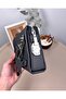 Genuine Leather Combination Zipper Handbag Matte Black Color 2105 - 2