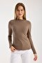 Women's Long Sleeve Half Neck Ribbed Blouse – Stretchy and Comfortable 3005
