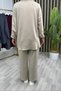 Seçi̇l Takim Beige Button Detailed Hijab Tunic Trousers Sports Casual Suit Crystal Fabric - 3