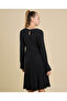 Ribbed Tired Dress with Crew Neck and Long Sleeves - 5