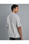 Striped Shirt with Revere Collar and Short Sleeves - 3
