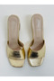 Lina Gold 38. |   Women's Gold Color Thick Heeled Stylish and Elegant Daily & Invitation Slippers - 3