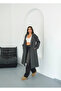 Shilsee Women's Anthracite Double-Breasted Collar Belted Apollet Pocketed Coat - 6