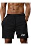 Plus Size Nasa Printed Black Summer Sports Shorts - Comfortable Daily Shorts