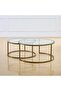 FFD Top Clear Glass Round Nesting Coffee Tables with Tempered Glass Tops for Living Room, Office - 3