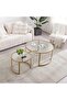 FFD Top Clear Glass Round Nesting Coffee Tables with Tempered Glass Tops for Living Room, Office
