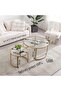 FFD Top Clear Glass Round Nesting Coffee Tables with Tempered Glass Tops for Living Room, Office - 2