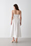 White Waist Detailed Poplin Dress - 2001 - 6