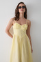Yellow Waist Detailed Poplin Dress - 2001 - 6
