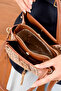 Women's Long Strap 4 Compartment Gold Accessories Adjustable Strap Simple Shoulder and Hand Bag (25X19 cm) - 3
