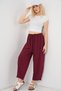 Women's Woven Baggy Trousers Claret Red 1263 - 3