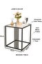 FFD Square End Table with Marble & Clear Top, Black & Gold Metal Frame, Space-Saving & Durable - 2