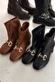 Daniwyo Matte Leather Stretch Women's Boots Brown - 2