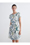 Lcw Grace Ecru Crew Neck Floral A-Line Dress - 3
