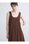Brown U-Neck A-Line Linen Blend Dress - 2