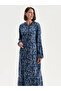 Lcw Grace Navy Blue Plus Size Crew Neck Floral A-Line Dress - 3