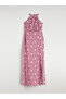 Fuchsia Halter Neck Patterned Dress - 5