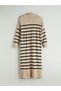 Lcw Modest Black Mock Neck Striped Knitwear Dress - 8