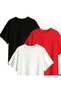 3-Pack Red White Black Oversize Relaxed Fit Cotton Short Sleeve Unisex T-Shirt