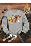Gray Unisex Gray Stone Age Printed Crew Neck