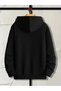 Black Women's Black Figure Cat Printed 3 Thread Hooded Hoodie - 2