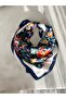 Toffy Dark Blue Flower Patterned Scarf