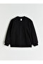 Black College Collar Long Sleeve Basic Boys' Zippered Sweatshirt
