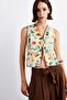 Linen Blend Fitted Floral Tie-Front Poplin Vest F9940Ax25Sm