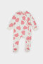Heart Patterned Cotton Jersey Long-Sleeve Snap-Button Romper Baby Girl Newborn E6046A5NS