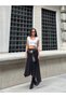 Women's Black High Waist Elastic Waist Lace Eyelet Embroidery Asymmetrical Cut Bohemian Summer Midi Skirt - 7