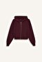 Cropped Fit Hooded Thick Zippered Sweatshirt Z7069Az25Wn - 7