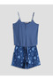 Lcw Dreamindigo V Neck Printed Women's Pajama Set with Shorts