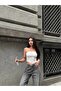 Women's White Guipure Lace Strapless Bustier Asymmetrical Cut Summer Cropped Top Blouse - 3