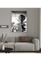Amazing | Black & White Leafed Plant Model 02 | Framed Tempered Glass Table Single Vertical