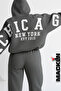 Unisex Men Women Chicago New York Est Printed Oversize 3 Thread Hooded Bottom Top Tracksuit Set