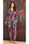 Monamise Patterned Button Front Pajama Set 23144