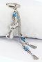 Silver Colored Tasseled Blue Evil Eye Beaded Cat Keychain, Wreath Keychain - 6