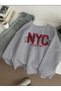 Nyc New York Printed Oversize Unisex Women/Men's Crewneck Sweatshirt