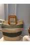 Daily Straw and Green Color Daily Beach Bag Summer Handbag Hand Knitted - 7