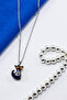 Stainless Steel Chain Evil Eye Glass Tiny Cute Black Kitten Bijoux Necklace, Gift Necklace - 4