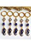 Luxury Gift 5-Piece Zircon Stone Evil Eye Beaded Seahorse Navy Blue Luck Charm Keychain