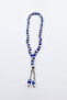 Navy Blue Glass Evil Eye Beaded Silver Beaded Tassel Prayer Beads, Evil Eye Beaded Gear Ornament - 5