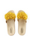 Flower Embellished Flat Sandals Gold - 3
