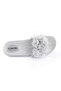 Flower Embellished Flat Sandals Silver - 3