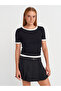 31942 100% Cotton Double Layer Drawstring T-Shirt-Black