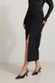 Black Midi Skirt with Front Slit Detail - 3