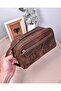 Genuine Leather Large Men's Handbag Zippered Dark Brown Color 2104