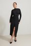 Black Midi Skirt with Front Slit Detail